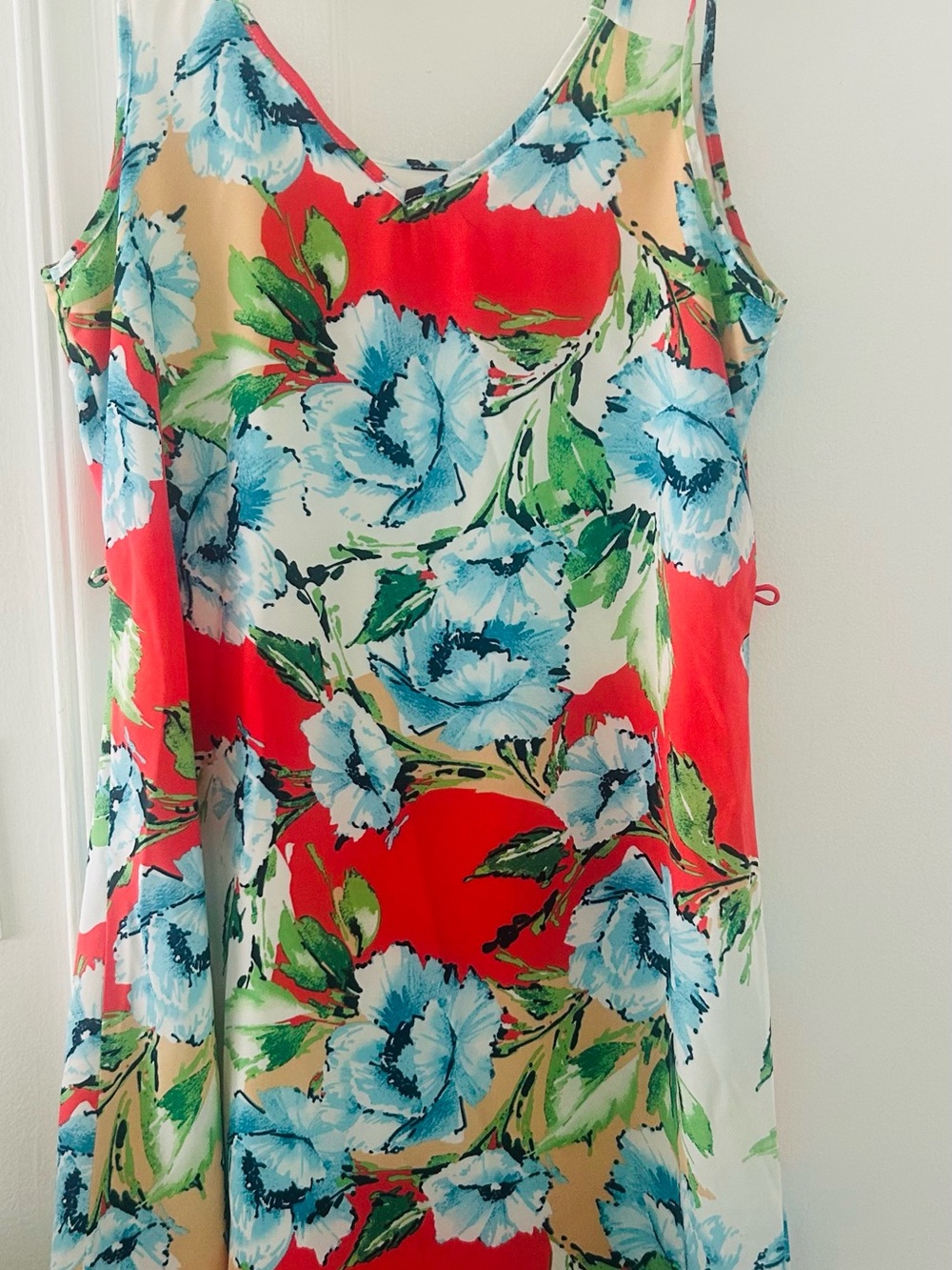 Pink Lily Floral Camisole Dress in Coral, Blue & Green